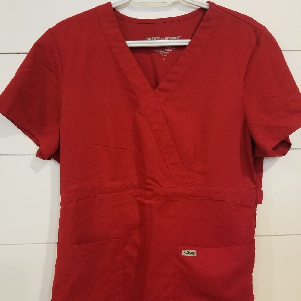 Large Red Greys Anatomy Scrub Top